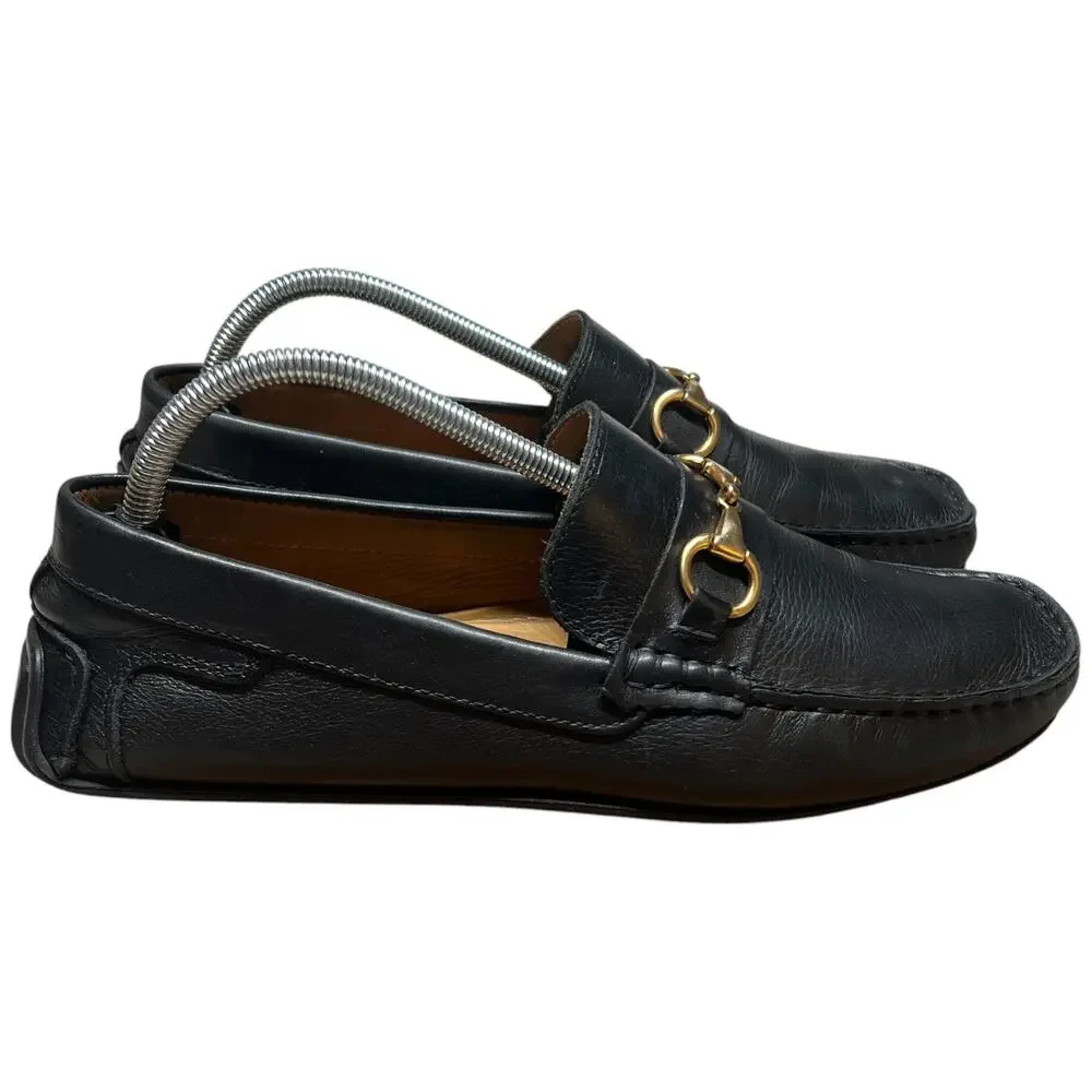 MERCANTI FIORENTINI Horse Bit Relax Men 9M Black Leather Driving Loafers Shoes